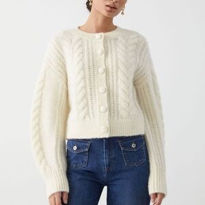 Primark Cream Button-Up Cable Knit Cardigan | Medium